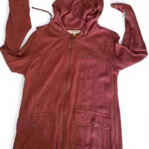 Serra Hoodie Full Zip Long Utility Jacket Women Size Medium Dusty Pink